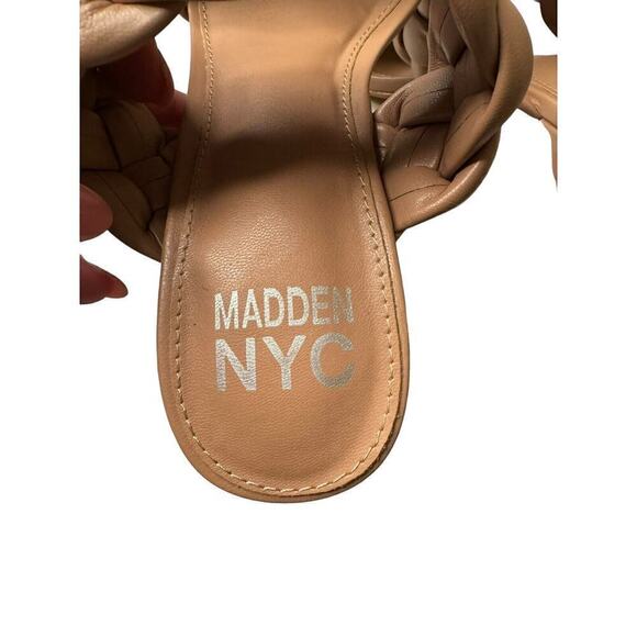 Madden NYC Camel Braided Cushion High Heel Sandals Size 7 Square Toe 3 3/4 Inch - Picture 6 of 8